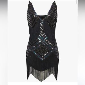 Elegant Black Fringe Dress